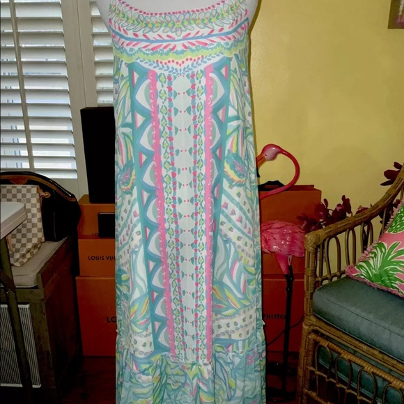 Lilly Pulitzer NWT Winni Chiffon Maxi Dress Maraca My World Size XXS,S - Picture 3 of 14